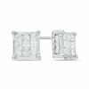 Thumbnail Image 1 of Previously Owned - 1 CT. T.W. Diamond Square Composite Stud Earrings in 10K White Gold