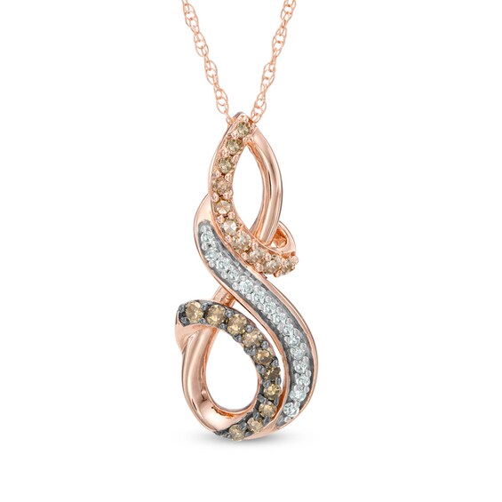 Previously Owned - 1/4 CT. T.w. Champagne and White Diamond Looping Pendant in 10K Rose Gold