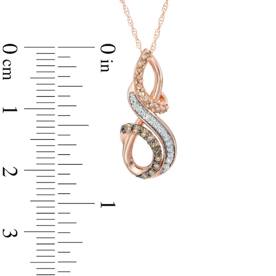 Previously Owned - 1/4 CT. T.w. Champagne and White Diamond Looping Pendant in 10K Rose Gold