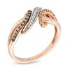Thumbnail Image 2 of Previously Owned - 1/4 CT. T.W. Champagne and White Diamond Bypass Waves Ring in 10K Rose Gold