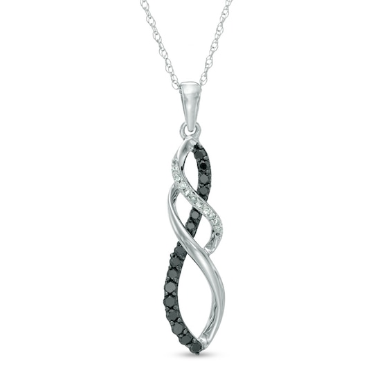 Previously Owned - 1/4 CT. T.w. Enhanced Black and White Diamond Twist Pendant in 10K White Gold