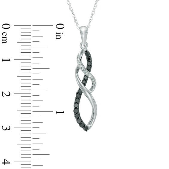 Previously Owned - 1/4 CT. T.w. Enhanced Black and White Diamond Twist Pendant in 10K White Gold
