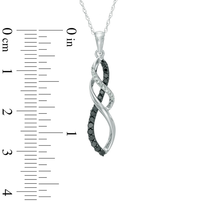 Main Image 2 of Previously Owned - 1/4 CT. T.W. Enhanced Black and White Diamond Twist Pendant in 10K White Gold