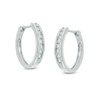 Thumbnail Image 1 of Previously Owned - 1/4 CT. T.W. Diamond Channel-Set Hoop Earrings in 14K White Gold