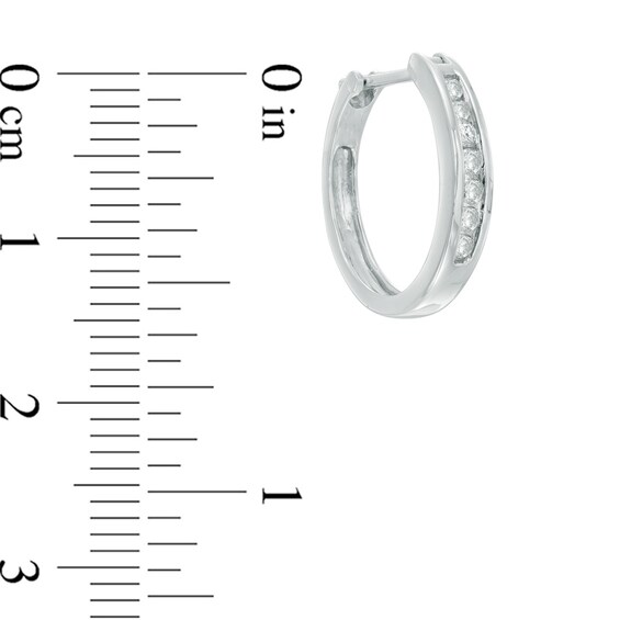 Previously Owned - 1/4 CT. T.w. Diamond Channel-Set Hoop Earrings in 14K White Gold