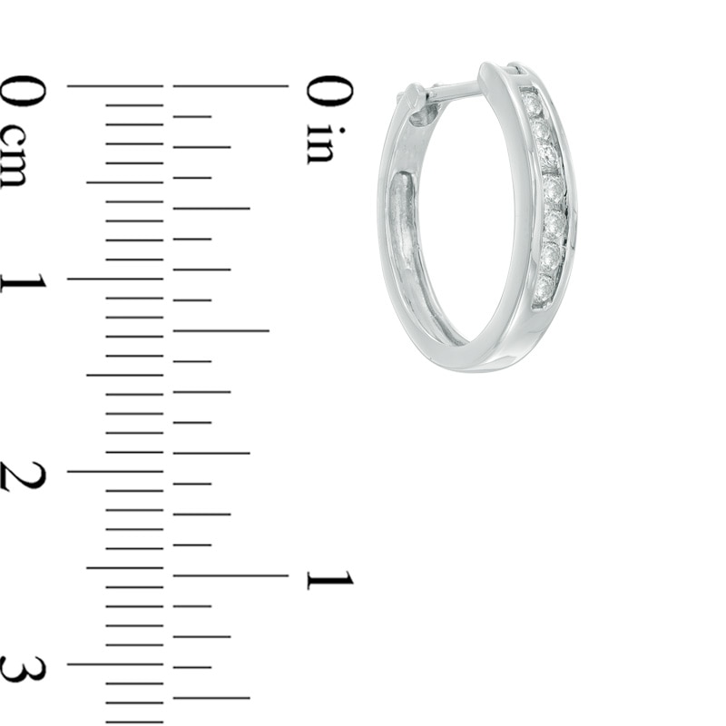 Main Image 2 of Previously Owned - 1/4 CT. T.W. Diamond Channel-Set Hoop Earrings in 14K White Gold