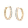 Thumbnail Image 1 of Previously Owned - 1/4 CT. T.W. Diamond Channel-Set Hoop Earrings in 14K Gold