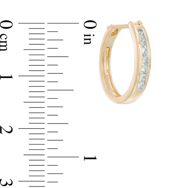 Main Image 2 of Previously Owned - 1/4 CT. T.W. Diamond Channel-Set Hoop Earrings in 14K Gold