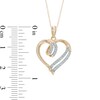 Thumbnail Image 2 of Previously Owned - 1/10 CT. T.W. Diamond Double Row Heart Pendant in 10K Gold