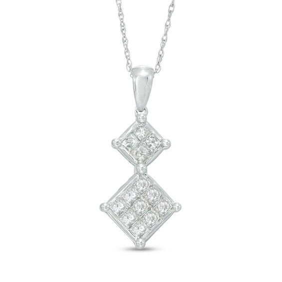 Previously Owned - 1 CT. T.w. Diamond Square Composite Pendant in 10K White Gold