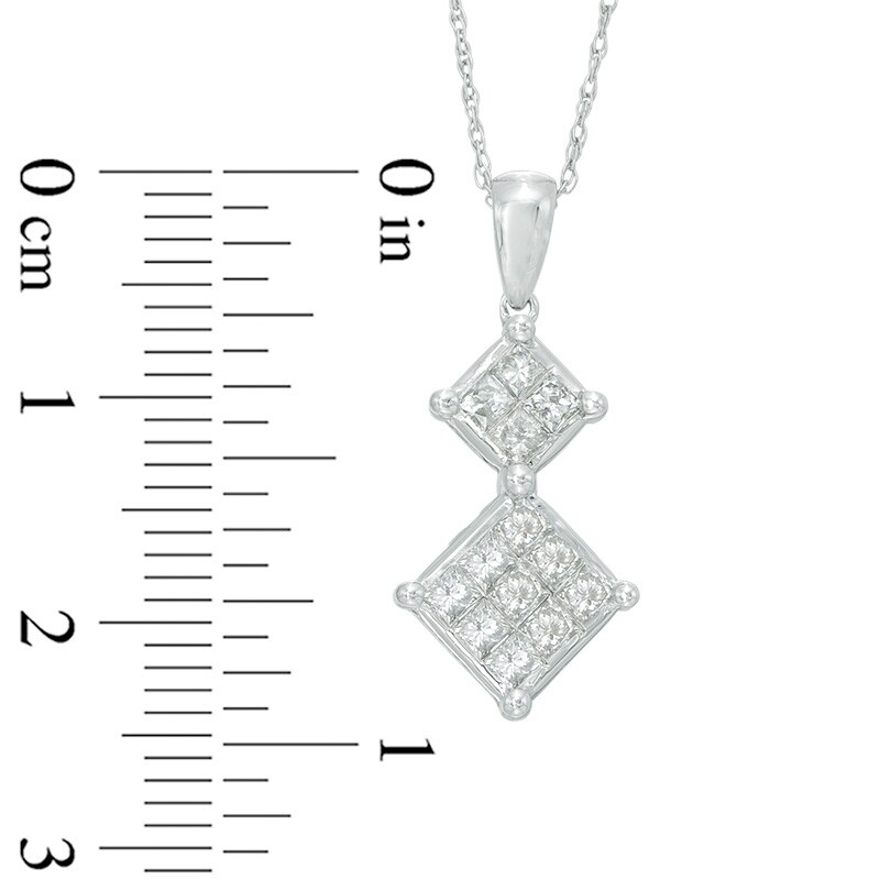 Main Image 2 of Previously Owned - 1 CT. T.W. Diamond Square Composite Pendant in 10K White Gold