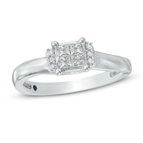 Previously Owned - Cherished Promise Collection™ 1/5 CT. T.w. Quad Princess-Cut Diamond Promise Ring in 10K White Gold