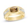 Thumbnail Image 1 of Previously Owned - Barrel-Cut Smoky Quartz and Diamond Accent Ring in 10K Gold