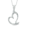 Thumbnail Image 1 of Previously Owned - Diamond Accent Tilted Ribbon Heart Pendant in 10K White Gold