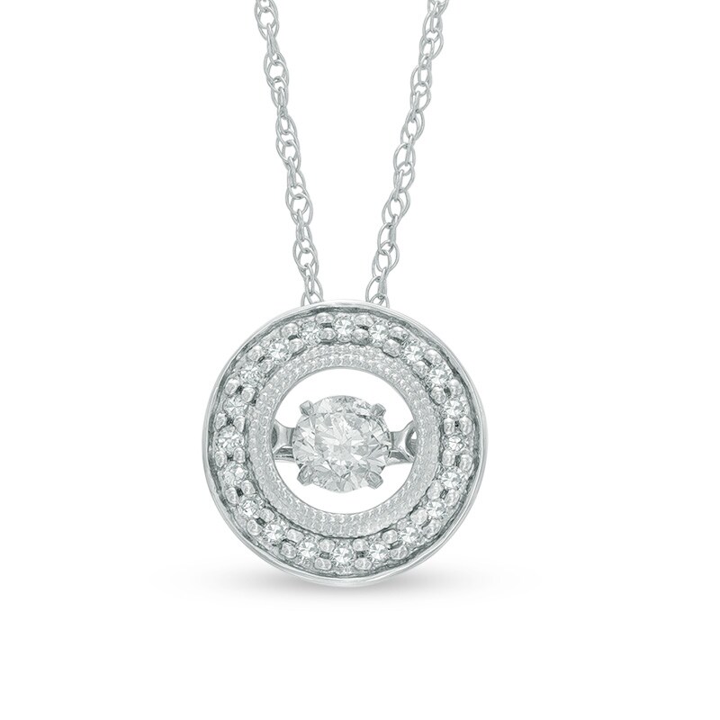 Main Image 1 of Previously Owned - 1/4 CT. T.W. Diamond Circle Frame Pendant in 10K White Gold