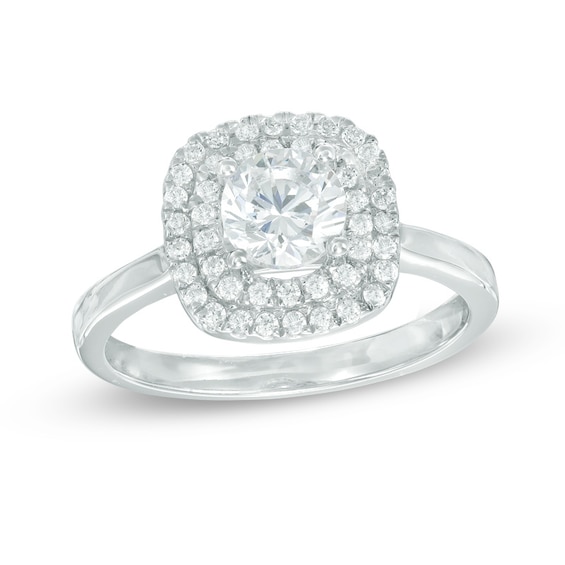 Previously Owned - 1 CT. T.w. Diamond Double Square Frame Engagement Ring in 14K White Gold