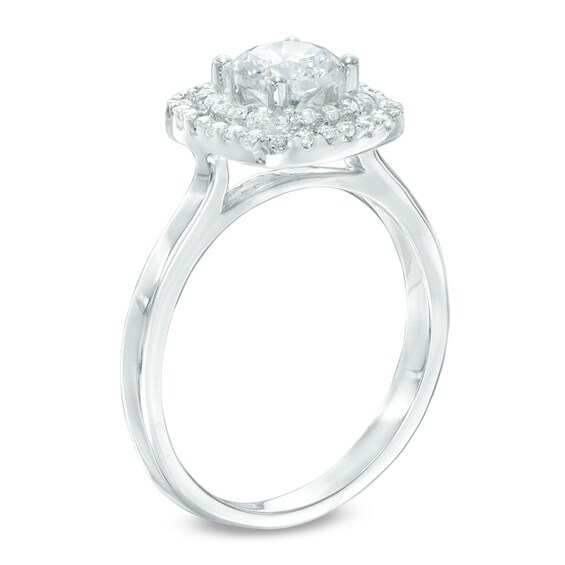 Previously Owned - 1 CT. T.w. Diamond Double Square Frame Engagement Ring in 14K White Gold