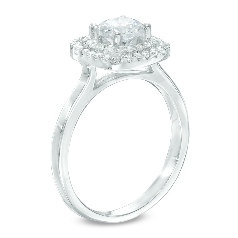 Main Image 2 of Previously Owned - 1 CT. T.W. Diamond Double Square Frame Engagement Ring in 14K White Gold