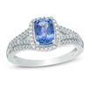 Thumbnail Image 1 of Previously Owned - Cushion-Cut Tanzanite and 1/4 CT. T.W. Diamond Frame Engagement Ring in 14K White Gold