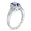 Thumbnail Image 2 of Previously Owned - Cushion-Cut Tanzanite and 1/4 CT. T.W. Diamond Frame Engagement Ring in 14K White Gold