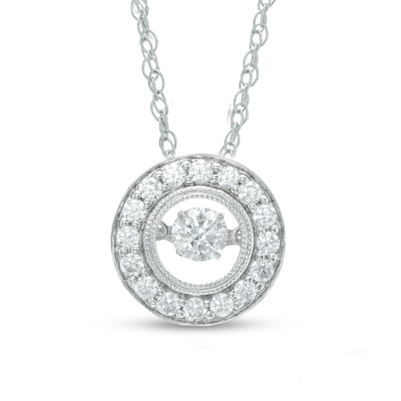 Previously Owned - 1/2 CT. T.w. Diamond Vintage-Style Circle Pendant in 14K White Gold