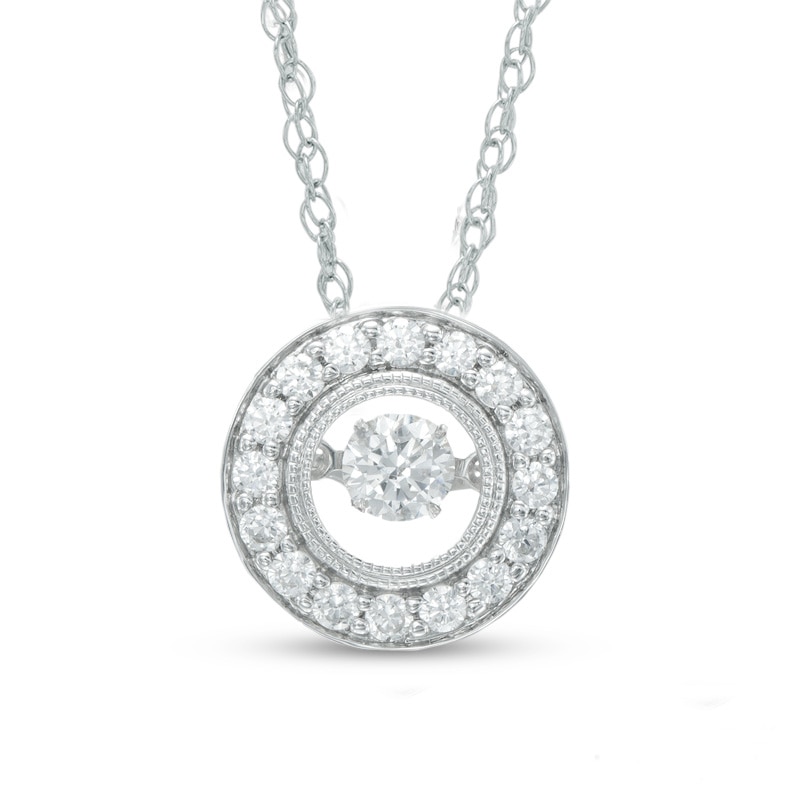 Main Image 1 of Previously Owned - 1/2 CT. T.W. Diamond Vintage-Style Circle Pendant in 14K White Gold