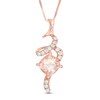 Thumbnail Image 1 of Previously Owned - 6.0mm Cushion-Cut Morganite and 1/10 CT. T.W. Diamond Ribbon Pendant in 10K Rose Gold