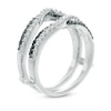 Thumbnail Image 2 of Previously Owned - 1/2 CT. T.W. Enhanced Black and White Diamond Crossover Solitaire Enhancer in 10K White Gold