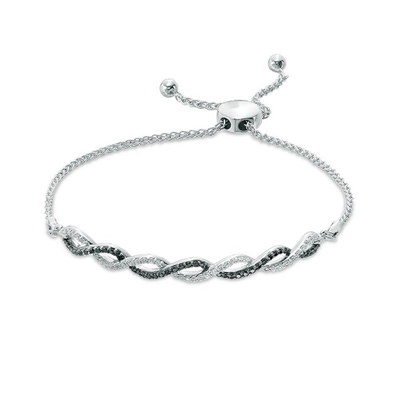 Previously Owned - 1/2 CT. T.w. Diamond Braided Bolo Bracelet in 10K White Gold - 8.75"