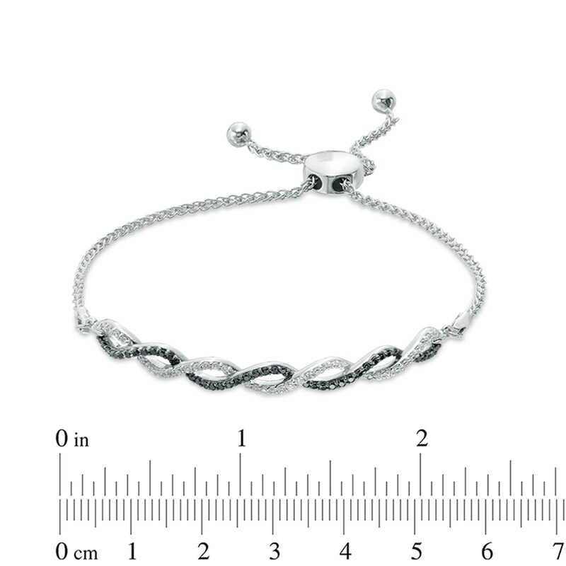 Main Image 2 of Previously Owned - 1/2 CT. T.W. Diamond Braided Bolo Bracelet in 10K White Gold - 8.75"
