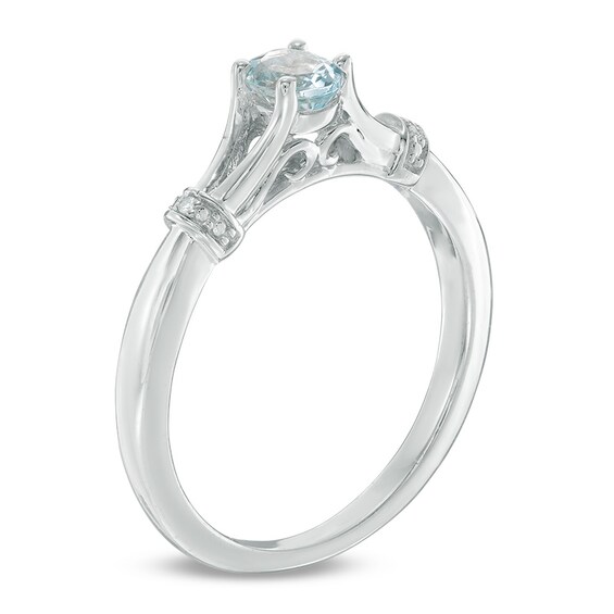 Previously Owned - Oval Aquamarine and Diamond Accent Collar Pendant and Ring Set in Sterling Silver