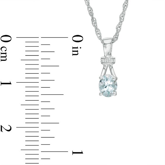 Previously Owned - Oval Aquamarine and Diamond Accent Collar Pendant and Ring Set in Sterling Silver