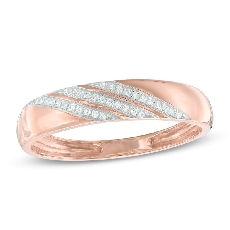Main Image 1 of Previously Owned - Diamond Accent Comfort Fit Slant Wedding Band in 10K Rose Gold