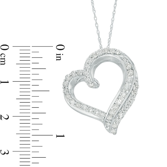 Previously Owned - 1 CT. T.w. Diamond Double Edge Heart Pendant in 10K White Gold