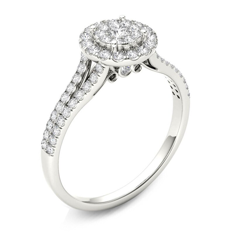 Main Image 2 of Previously Owned - 1/2 CT. T.W. Composite Diamond Frame Engagement Ring in 14K White Gold