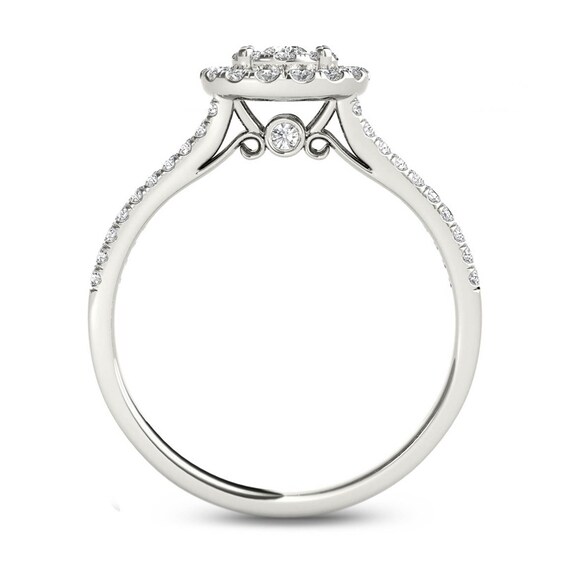 Previously Owned - 1/2 CT. T.w. Composite Diamond Frame Engagement Ring in 14K White Gold