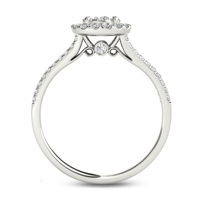 Main Image 3 of Previously Owned - 1/2 CT. T.W. Composite Diamond Frame Engagement Ring in 14K White Gold