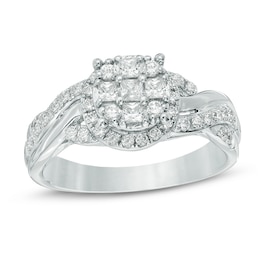 Previously Owned - 3/4 CT. T.W. Princess-Cut Composite Diamond Frame Ring in 10K White Gold