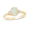 Thumbnail Image 1 of Previously Owned - Oval Opal and 1/10 CT. T.W. Diamond Tri-Sides Ring in 10K Gold
