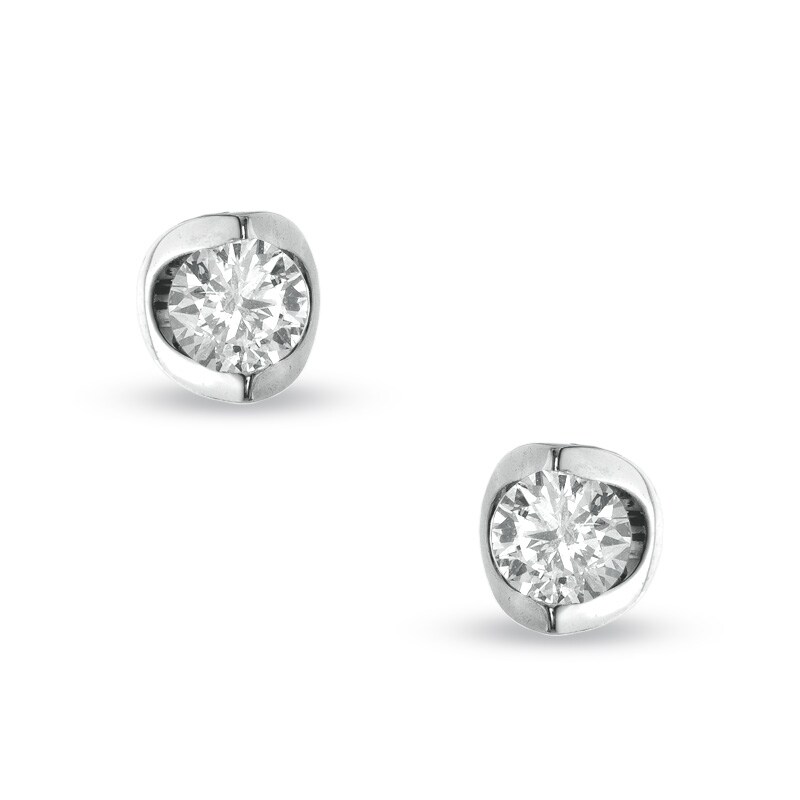Main Image 1 of Previously Owned - 3/8 CT. T.W.  Diamond Stud Earrings in 14K White Gold