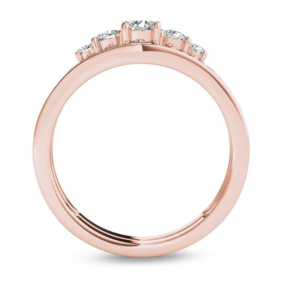 Previously Owned - 1/2 CT. T.w. Diamond Five Stone Bridal Set in 14K Rose Gold