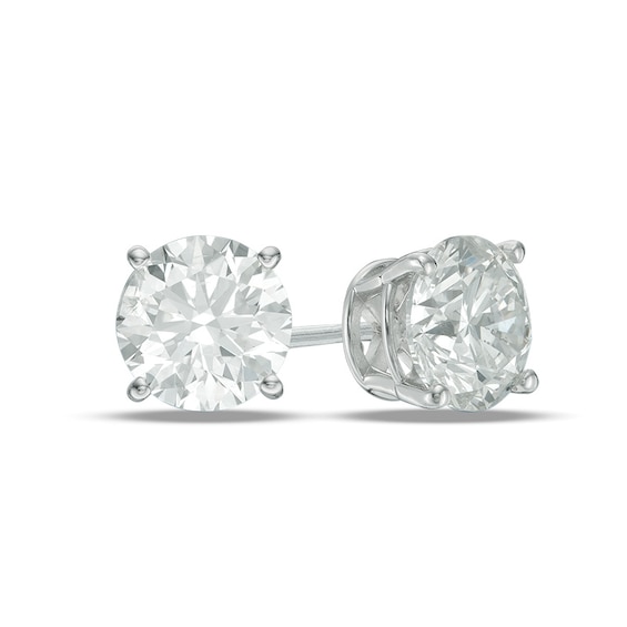 Previously Owned - 2 CT. T.w. Diamond Solitaire Stud Earrings in 14K White Gold