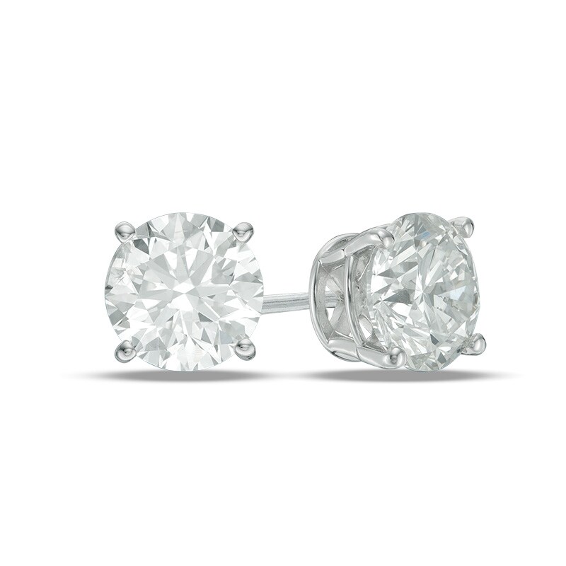 Main Image 1 of Previously Owned - 2 CT. T.W. Diamond Solitaire Stud Earrings in 14K White Gold
