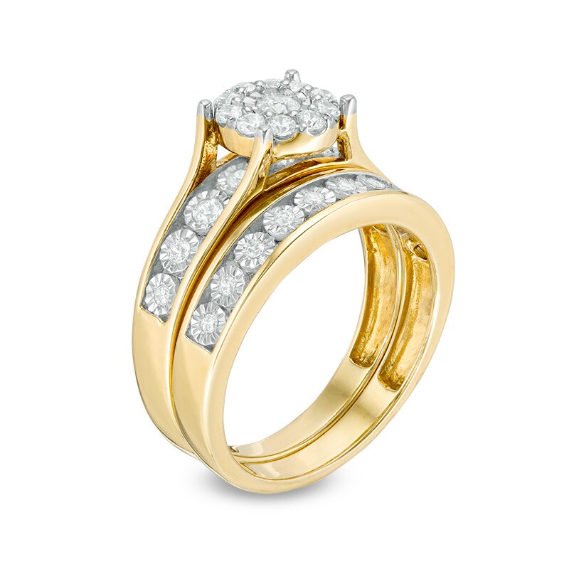 Main Image 2 of Previously Owned - 1/2 CT. T.W. Diamond Frame Bridal Set in 10K Gold