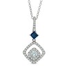 Thumbnail Image 1 of Previously Owned - Vera Wang Love Collection 1/2 CT. T.W. Diamond and Blue Sapphire Drop Pendant in 14K White Gold