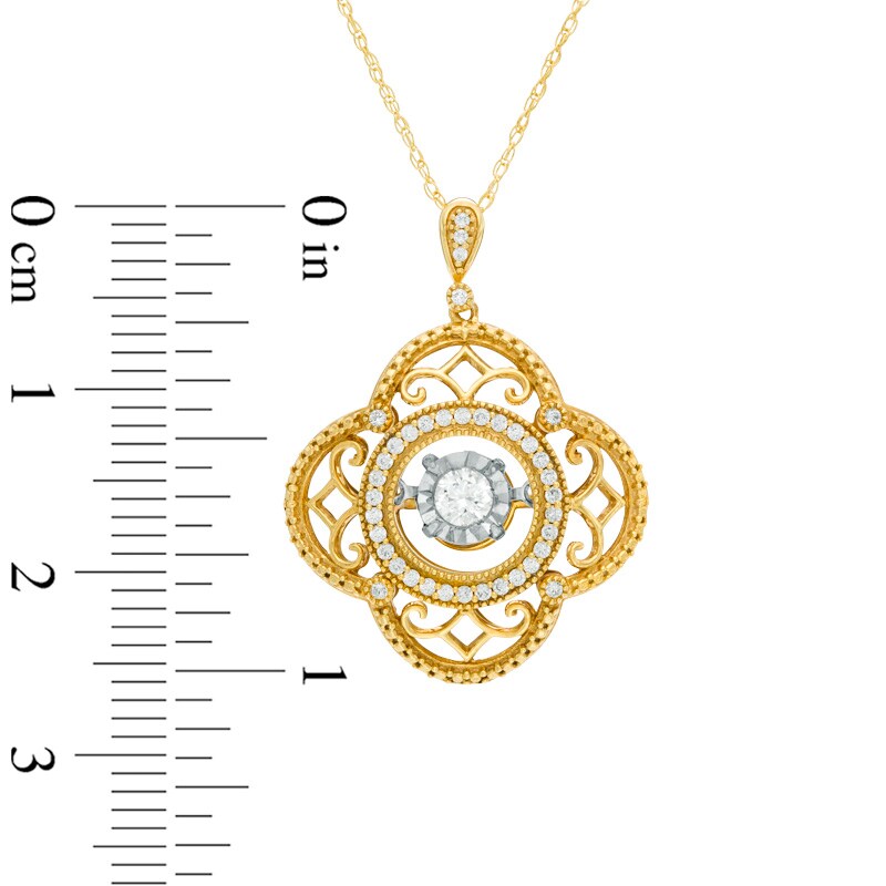 Main Image 2 of Previously Owned - 1/4 CT. T.W. Diamond Frame Vintage-Style Clover Pendant in 10K Gold