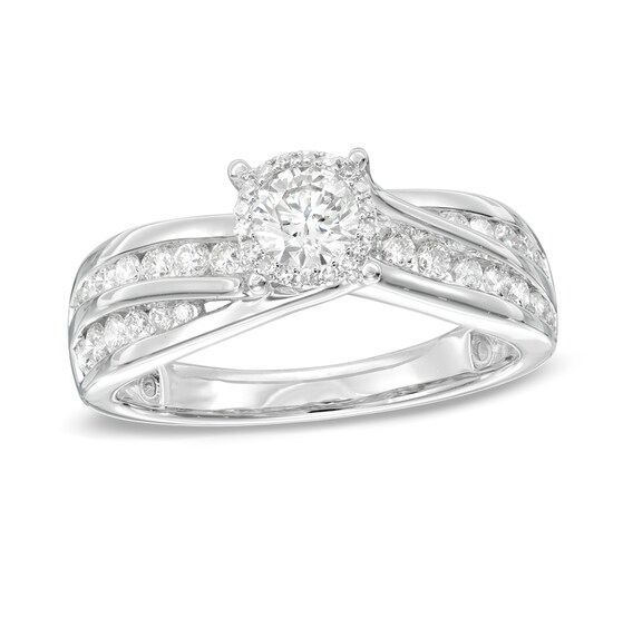 Previously Owned - 1 CT. T.w. Diamond Frame Engagement Ring in 14K White Gold