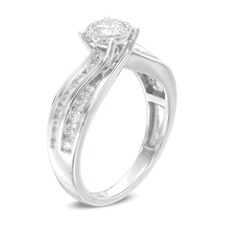 Main Image 2 of Previously Owned - 1 CT. T.W. Diamond Frame Engagement Ring in 14K White Gold