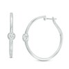 Thumbnail Image 1 of Previously Owned - 3/8 CT. T.W. Diamond Bezel-Set Hoop Earrings in 10K White Gold