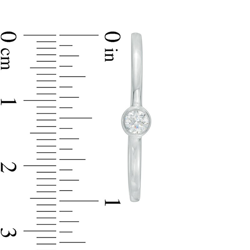Main Image 2 of Previously Owned - 3/8 CT. T.W. Diamond Bezel-Set Hoop Earrings in 10K White Gold